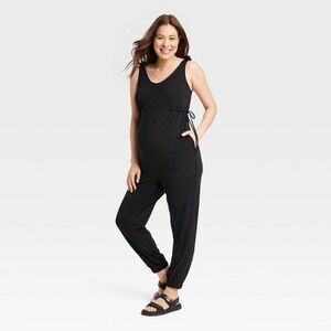 Sleeveless Maternity Leisure Jumpsuit - Isabel Mat Black